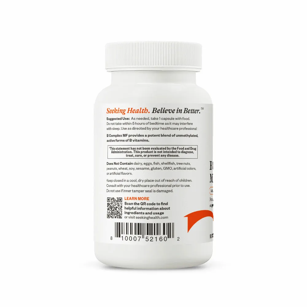 B Complex MF (Methyl-Free) - 100 Capsules | Seeking Health - Image 4