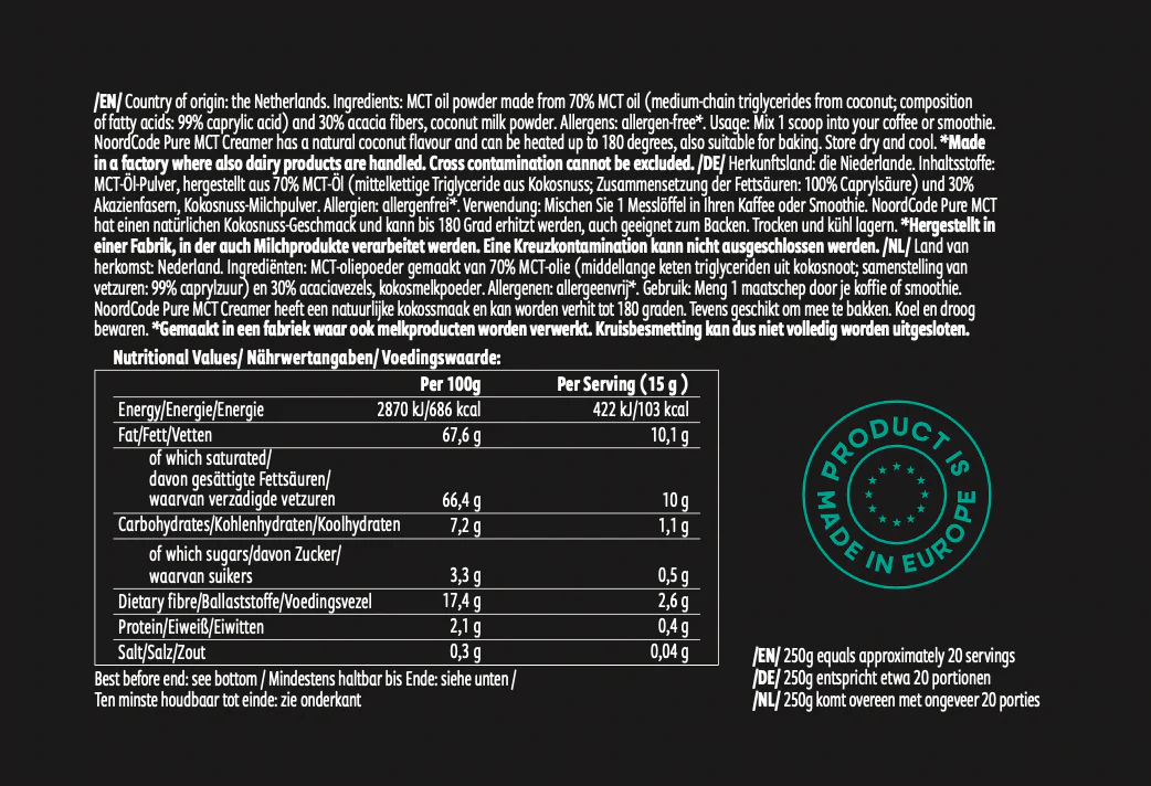 Pure MCT Creamer - 250g | NoordCode - Image 3