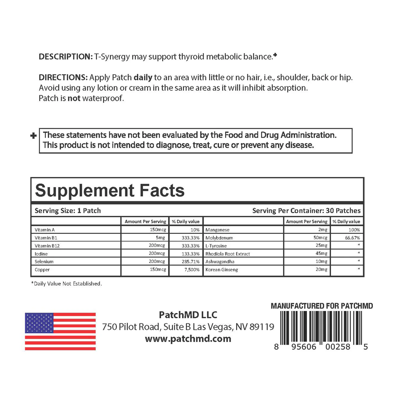 T-Synergy (Topical Patch 30 Day Supply) - 30 Patches | PatchMD - Image 2